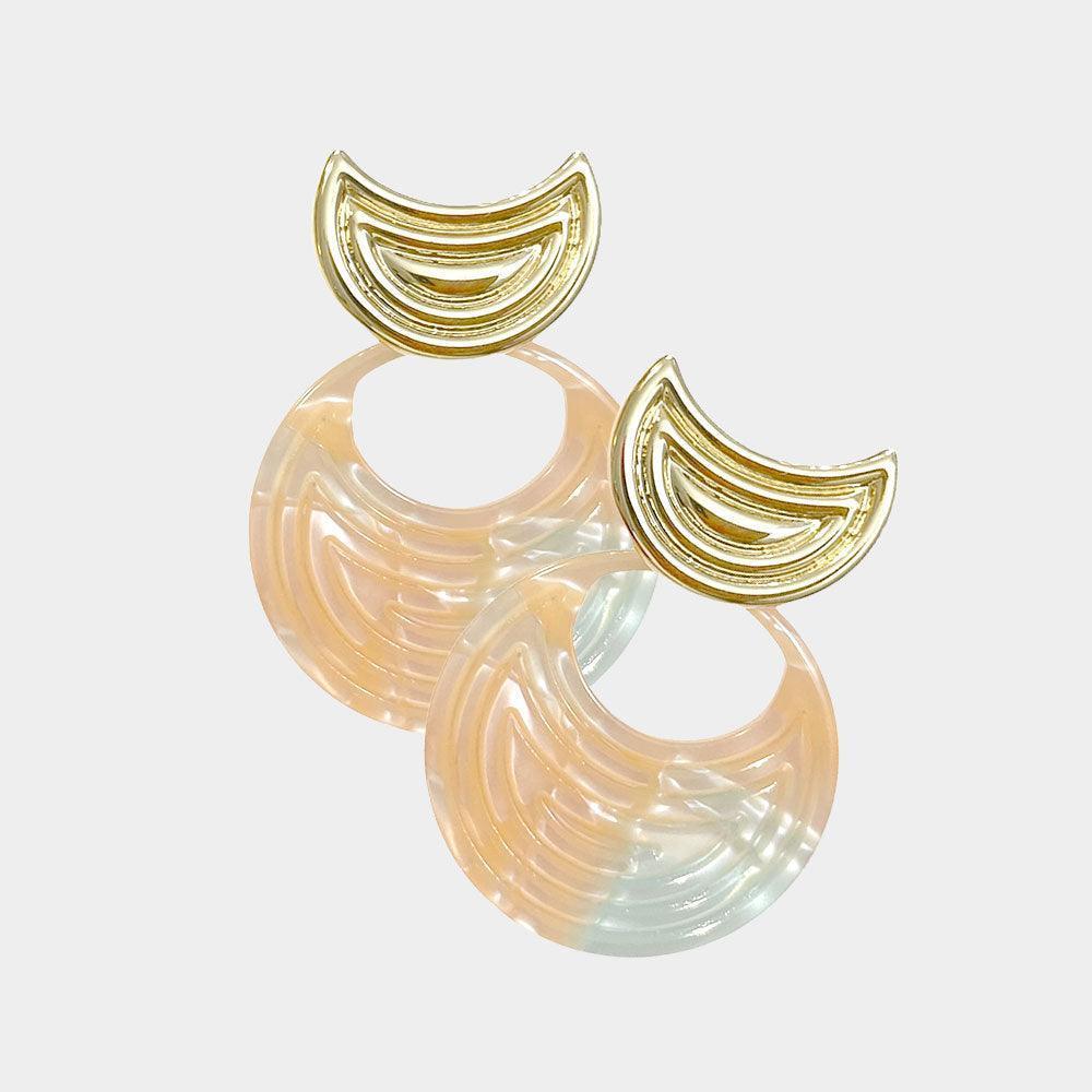 Cut Out Textured Celluloid Acetate Round Dangle Earrings - Jewelry Store by Erik Rayo