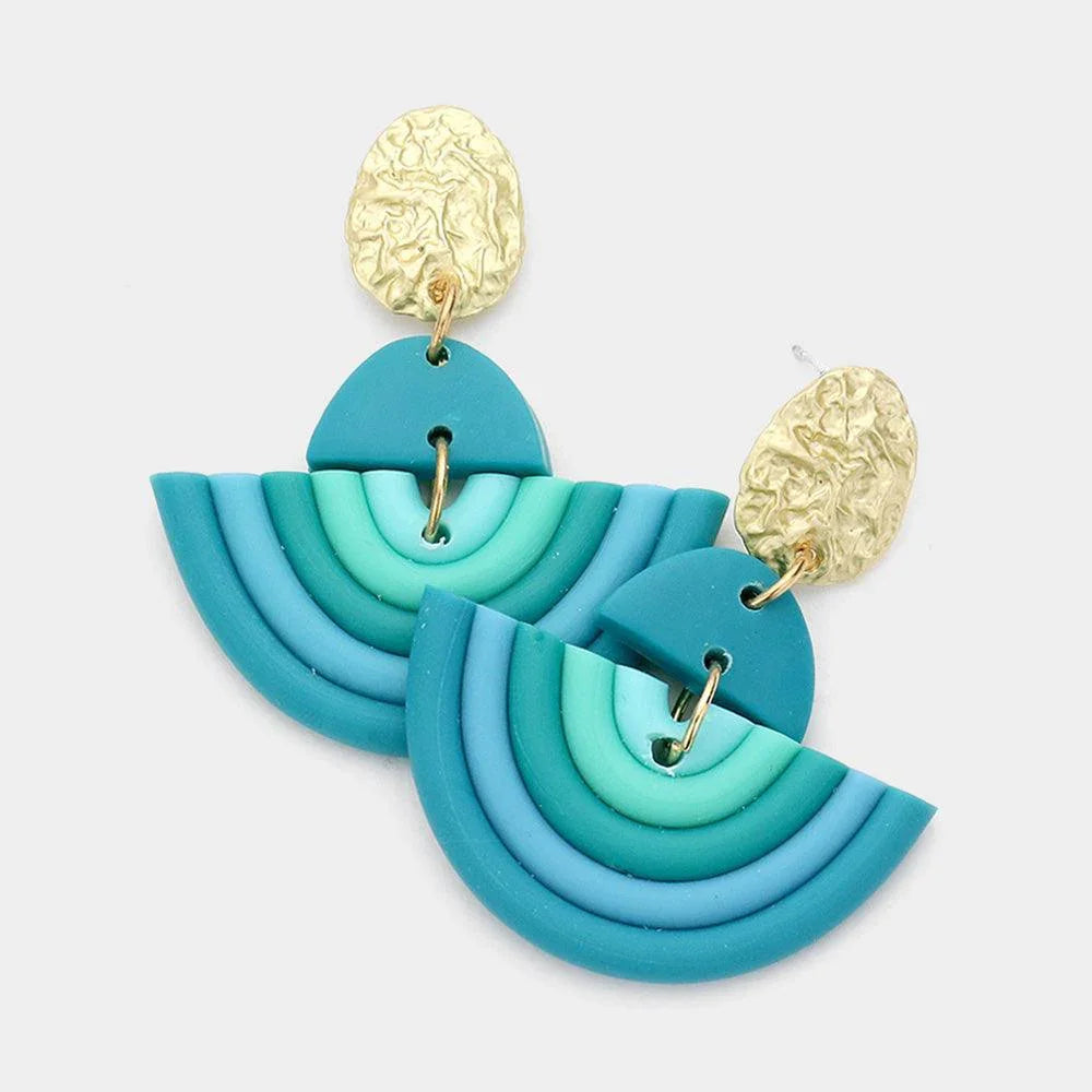 Blue Rainbow Polymer Clay Link Dangle Earrings - Jewelry Store by Erik Rayo