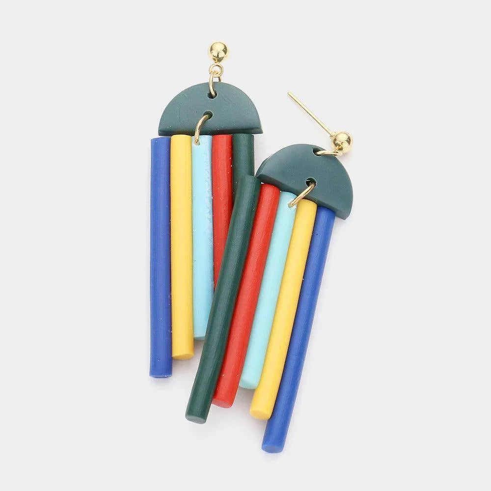 Colorful Cylinder Clay Dangle Earrings - Jewelry Store by Erik Rayo