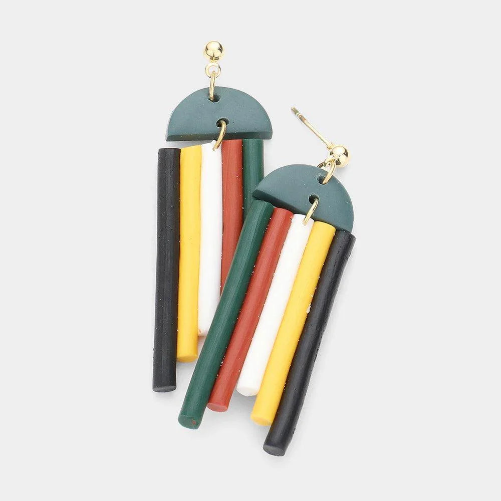 Colorful Cylinder Clay Dangle Earrings - Jewelry Store by Erik Rayo