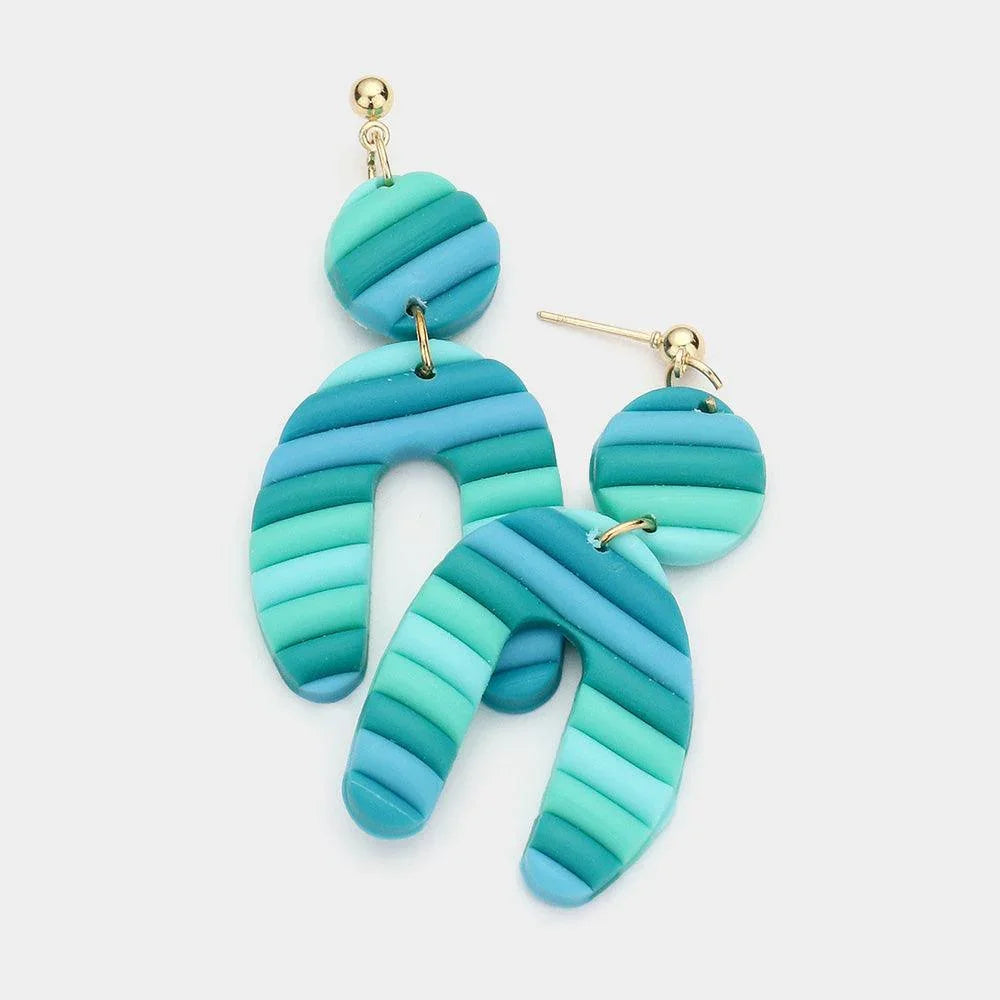 Colorful Abstract Polymer Clay Link Dangle Earrings - Jewelry Store by Erik Rayo