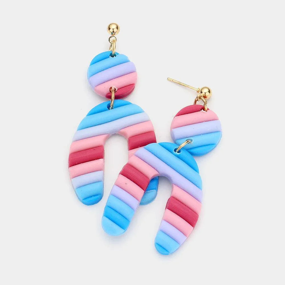 Colorful Abstract Polymer Clay Link Dangle Earrings - Jewelry Store by Erik Rayo