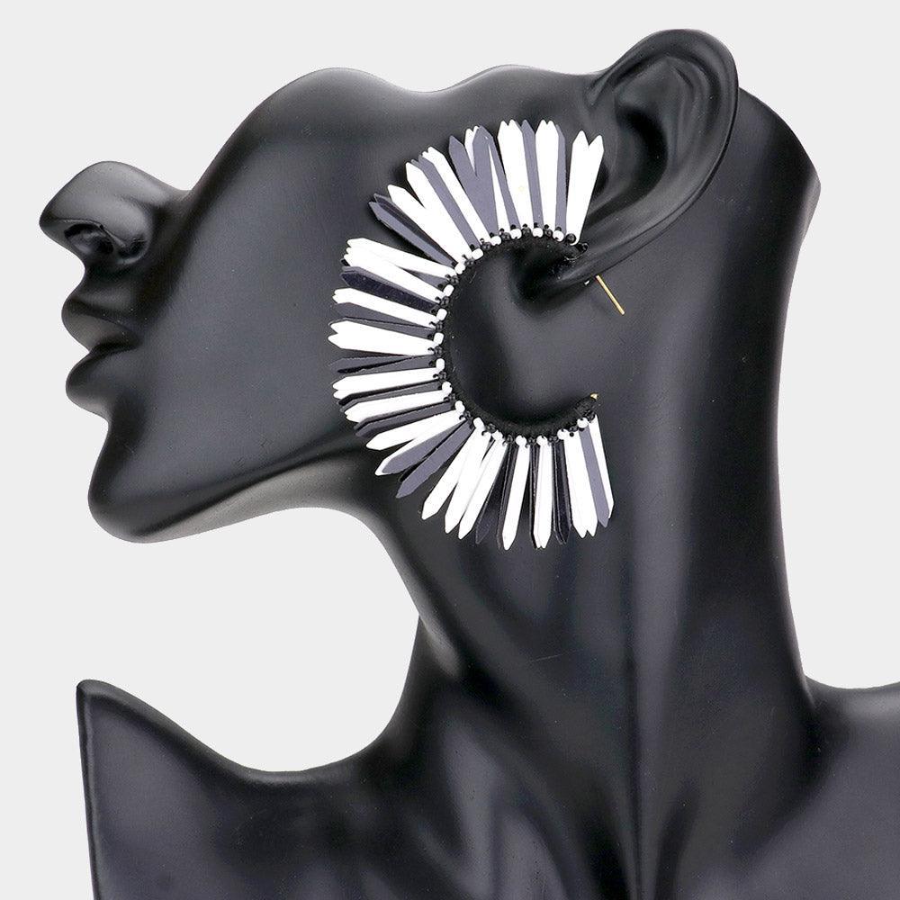 Black Bohemian Fringe Hoop Earrings
