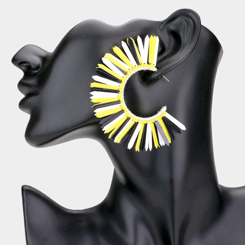 Yellow Bohemian Fringe Hoop Earrings - Jewelry Store by Erik Rayo