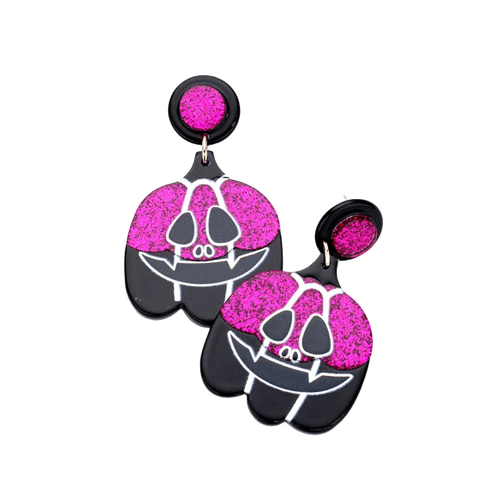 Fuchsia Resin Pumpkin Dangle Earrings - Jewelry Store by Erik Rayo