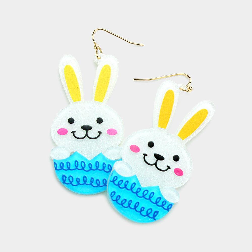 Yellow Easter Bunny Resin Dangle Earrings