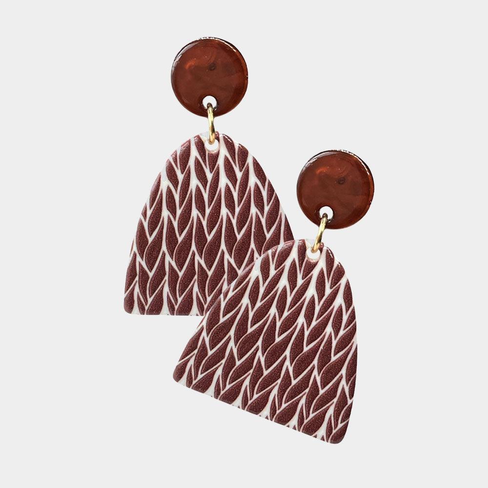 Brown Pattern Detailed Resin Dangle Earrings - Jewelry Store by Erik Rayo