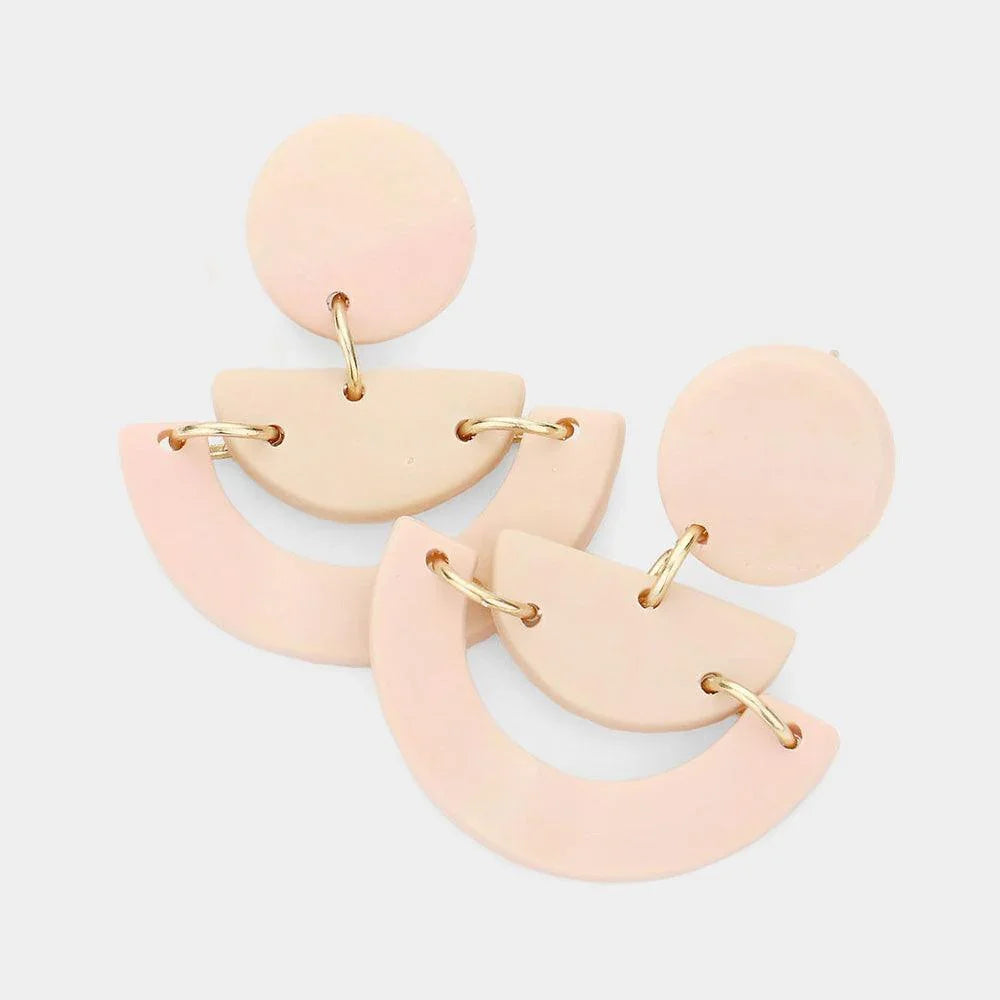 Pink Geometric Polymer Clay Link Dangle Earrings - Jewelry Store by Erik Rayo