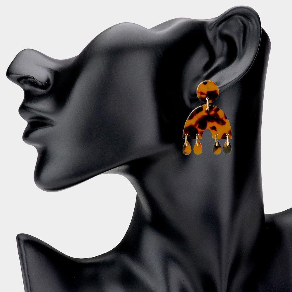 Abstract Celluloid Acetate Tortoise Resin Link Earrings - Jewelry Store by Erik Rayo
