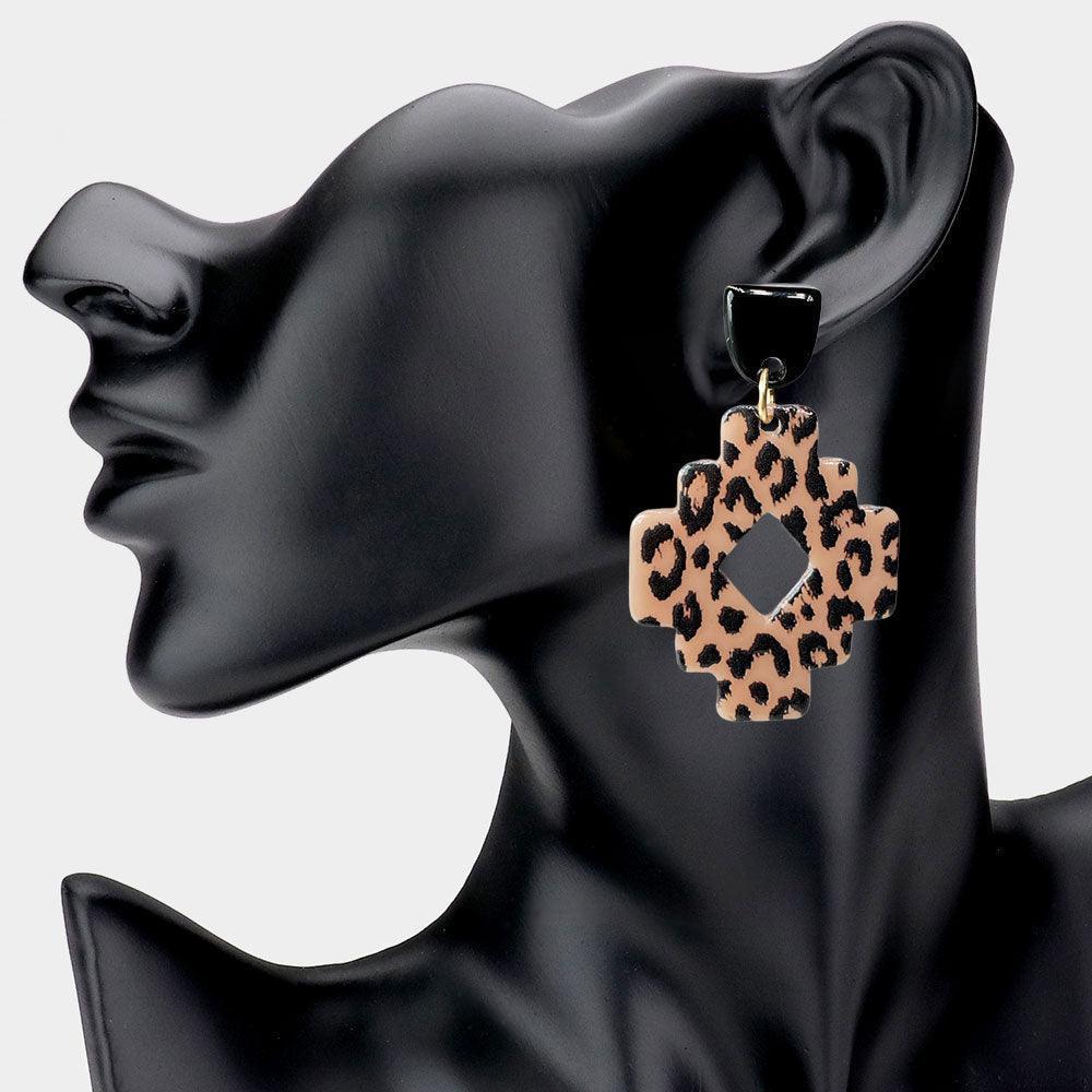 Leopard Patterned Abstract Resin Dangle Earrings - Jewelry Store by Erik Rayo