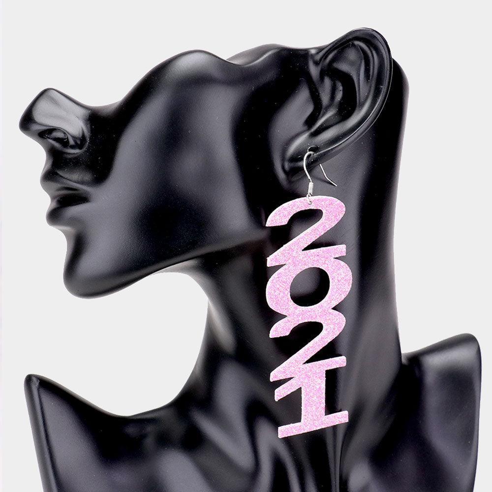 Pink 2021 Bling Glitter Dangle Earrings - Jewelry Store by Erik Rayo