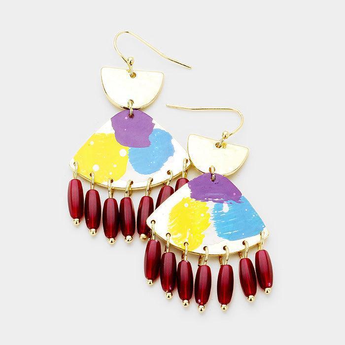 Gold Painted Geometric Dangle Earrings - Jewelry Store by Erik Rayo