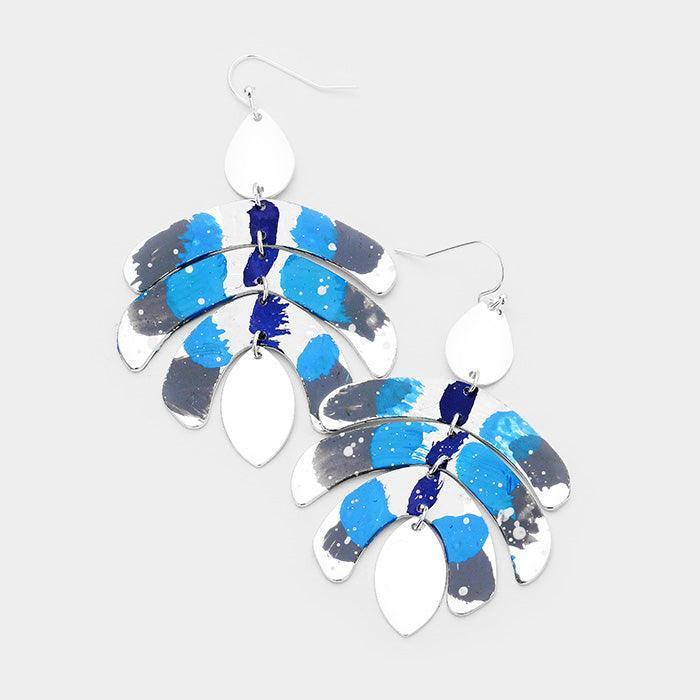 Silver Geometric Painted Metal Link Earrings - Jewelry Store by Erik Rayo