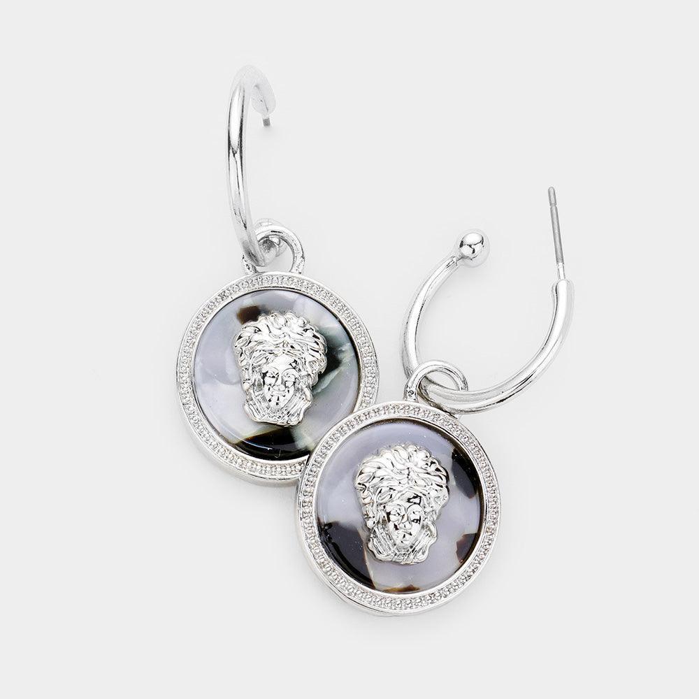Black Medusa Head Metal Open Circle Dangle Earrings - Jewelry Store by Erik Rayo