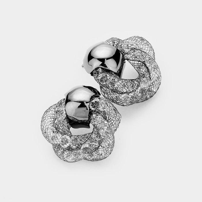 Hematite Knotted Stardust Door Knocker Earrings - Jewelry Store by Erik Rayo