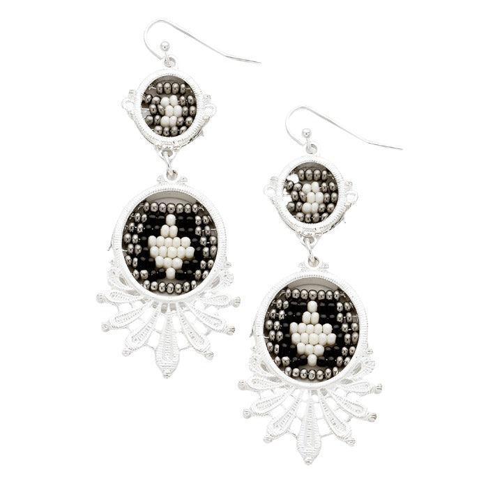 Silver Beaded double hoop earrings - Jewelry Store by Erik Rayo
