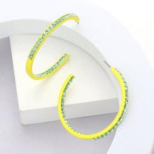 Load image into Gallery viewer, Yellow Square Stone Embellished Hoop Earrings
