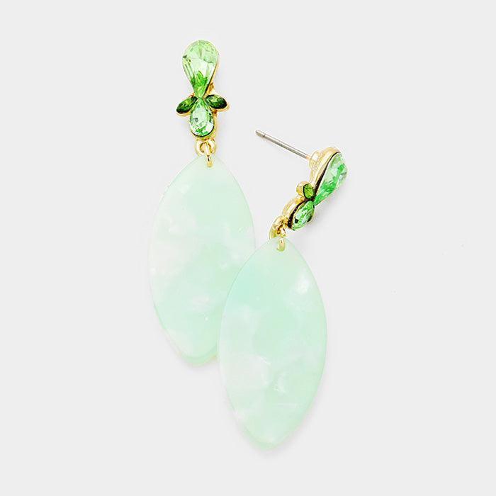 Gold Crystal Celluloid Acetate Oval Dangle Earrings - Jewelry Store by Erik Rayo