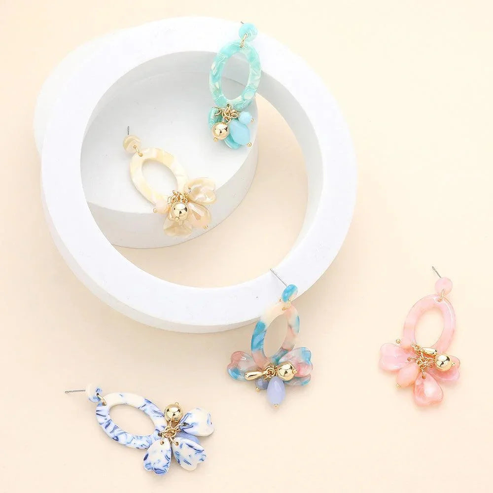 Celluloid Acetate Open Oval Petal Link Dangle Earrings - Jewelry Store by Erik Rayo
