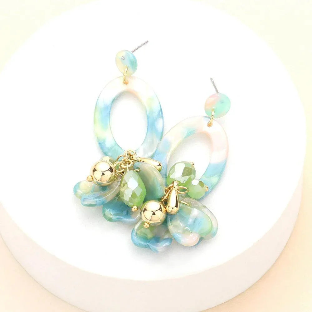 Celluloid Acetate Open Oval Petal Link Dangle Earrings - Jewelry Store by Erik Rayo