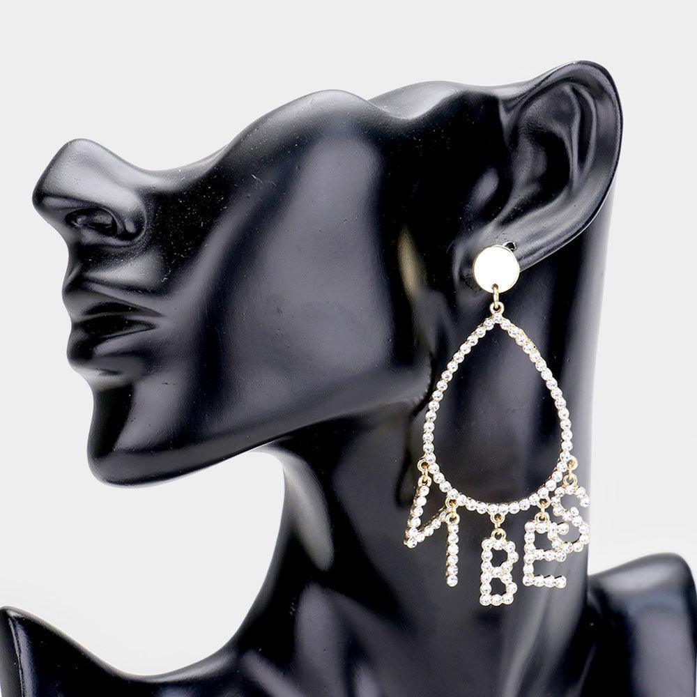 Gold Vibes Rhinestone Teardrop Dangle Earrings - Jewelry Store by Erik Rayo