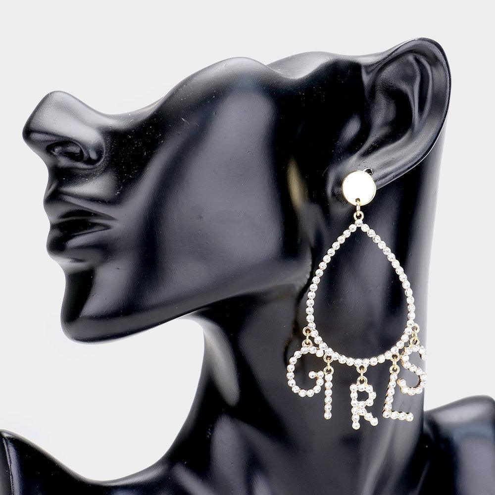Gold 
Girls Rhinestone Teardrop Dangle Earrings - Jewelry Store by Erik Rayo