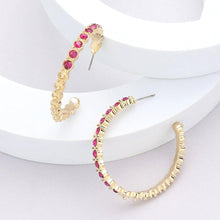 Load image into Gallery viewer, Purple Stone Embellished Half Hoop Earrings
