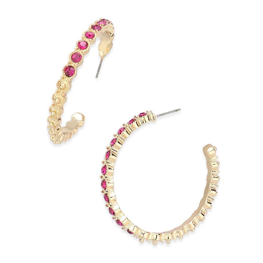 Purple Stone Embellished Half Hoop Earrings - Jewelry Store by Erik Rayo