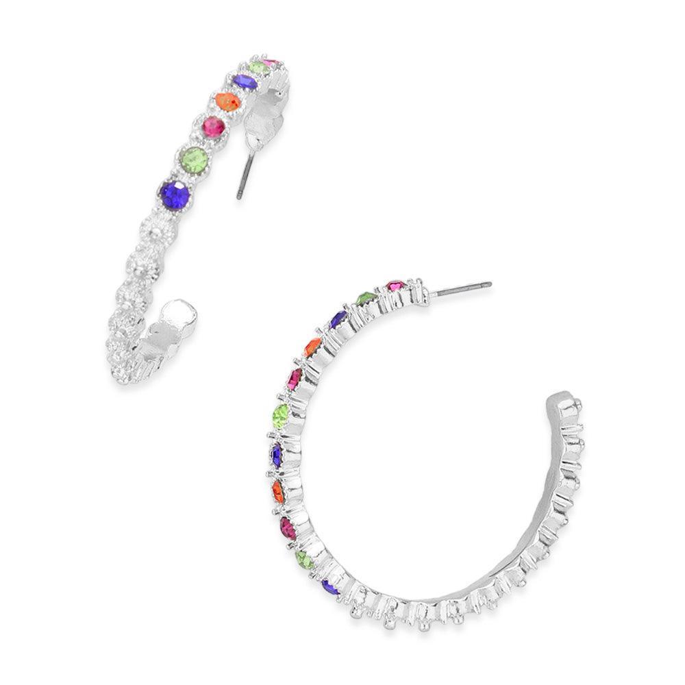 Stone Embellished Half Hoop Earrings - Jewelry Store by Erik Rayo