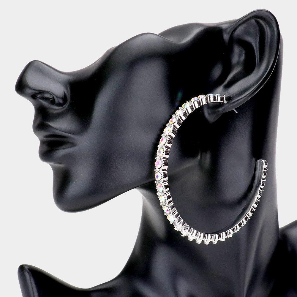 Stone Embellished Half Hoop Earrings - Jewelry Store by Erik Rayo