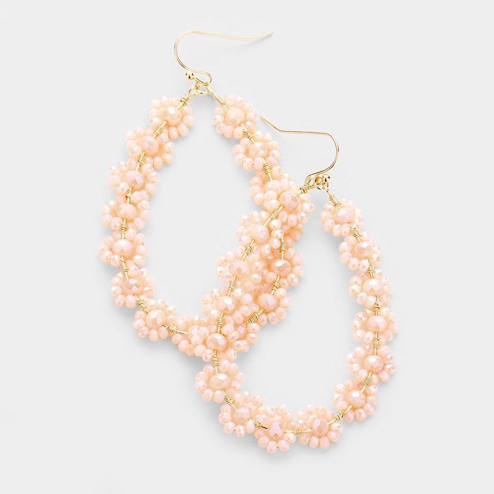 Pink Faceted Bead Cluster Floral Teardrop Earrings - Jewelry Store by Erik Rayo
