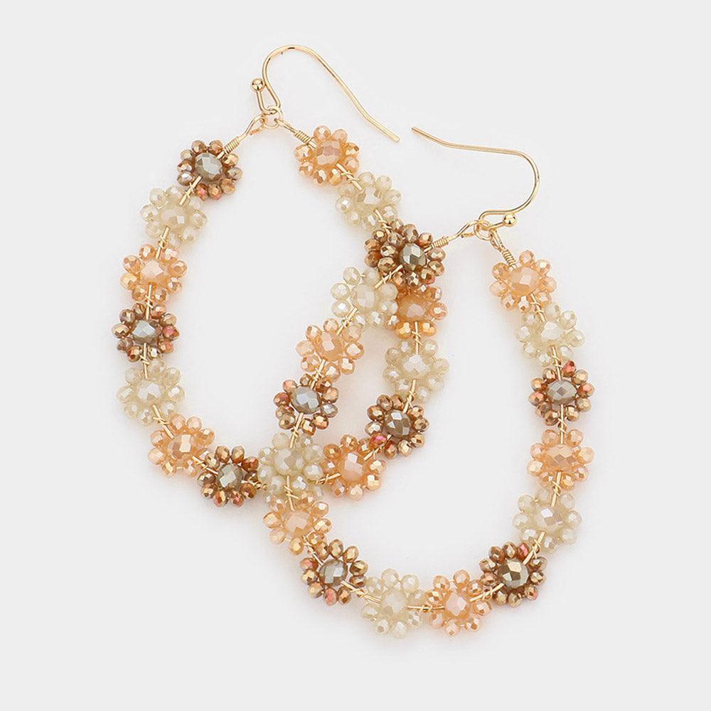 Brown Faceted Bead Cluster Floral Teardrop Earrings - Jewelry Store by Erik Rayo