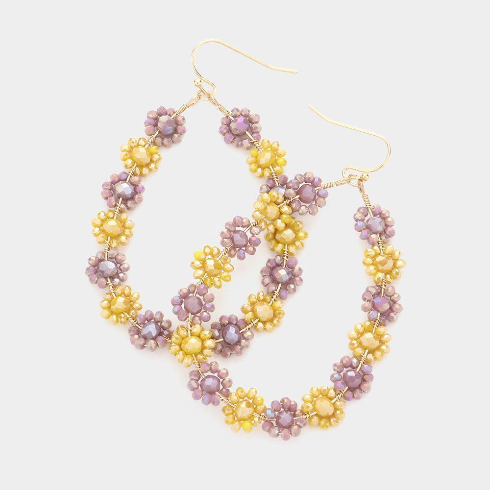 Lavender Faceted Bead Cluster Floral Teardrop Earrings - Jewelry Store by Erik Rayo