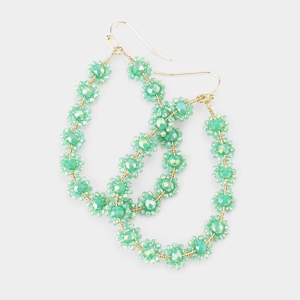 Turquoise Faceted Bead Cluster Floral Teardrop Earrings - Jewelry Store by Erik Rayo