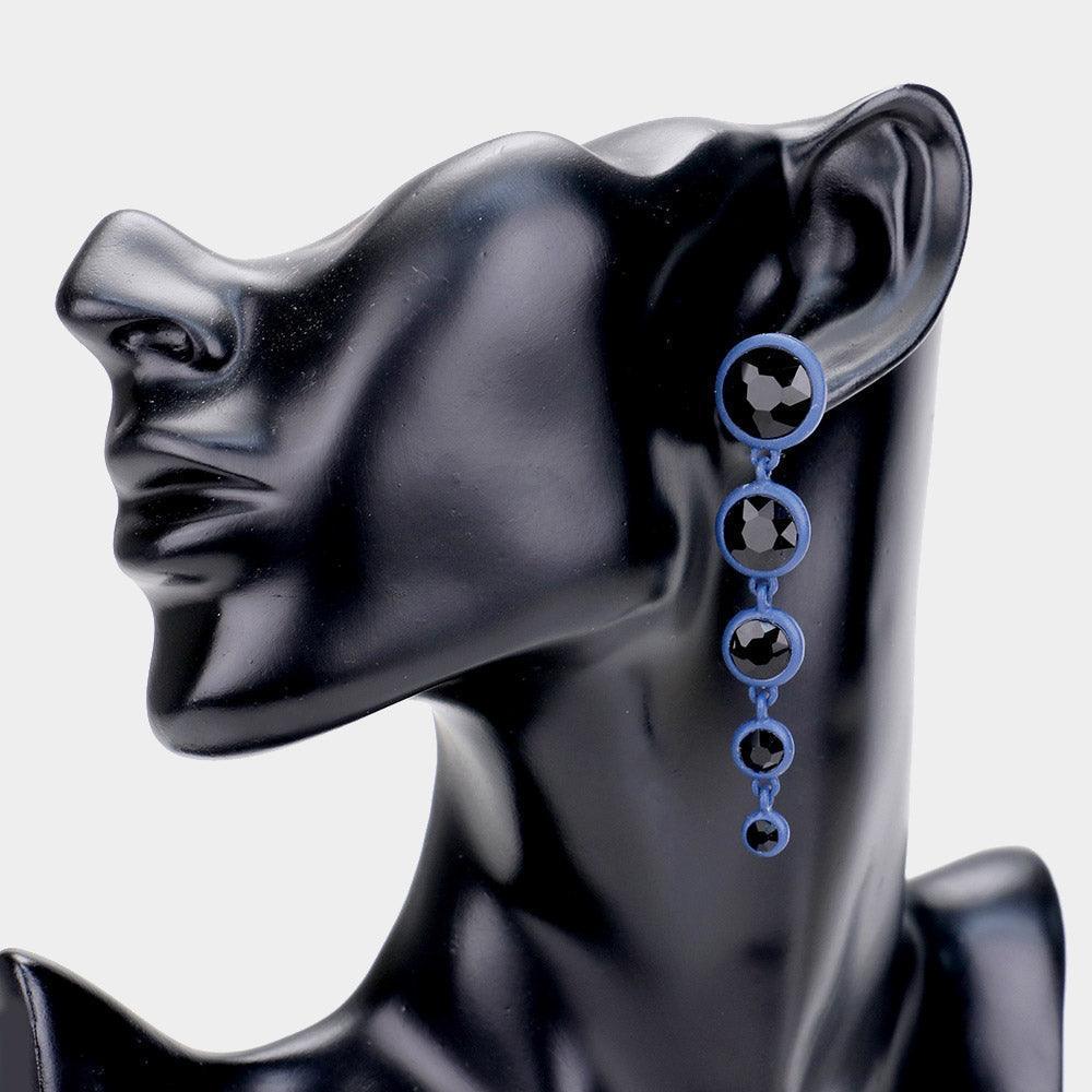Black Glass Crystal Resin Trim Drop Dangle Earrings - Jewelry Store by Erik Rayo