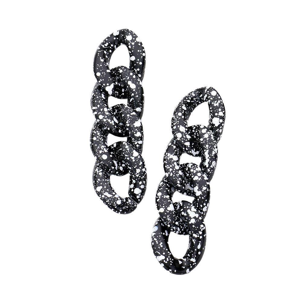 Black Paint Splash Resin Link Dangle Earrings - Jewelry Store by Erik Rayo