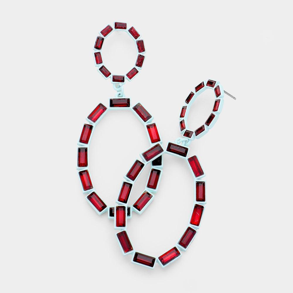 Rectangle Crystal Resin Open Circle Earrings - Jewelry Store by Erik Rayo