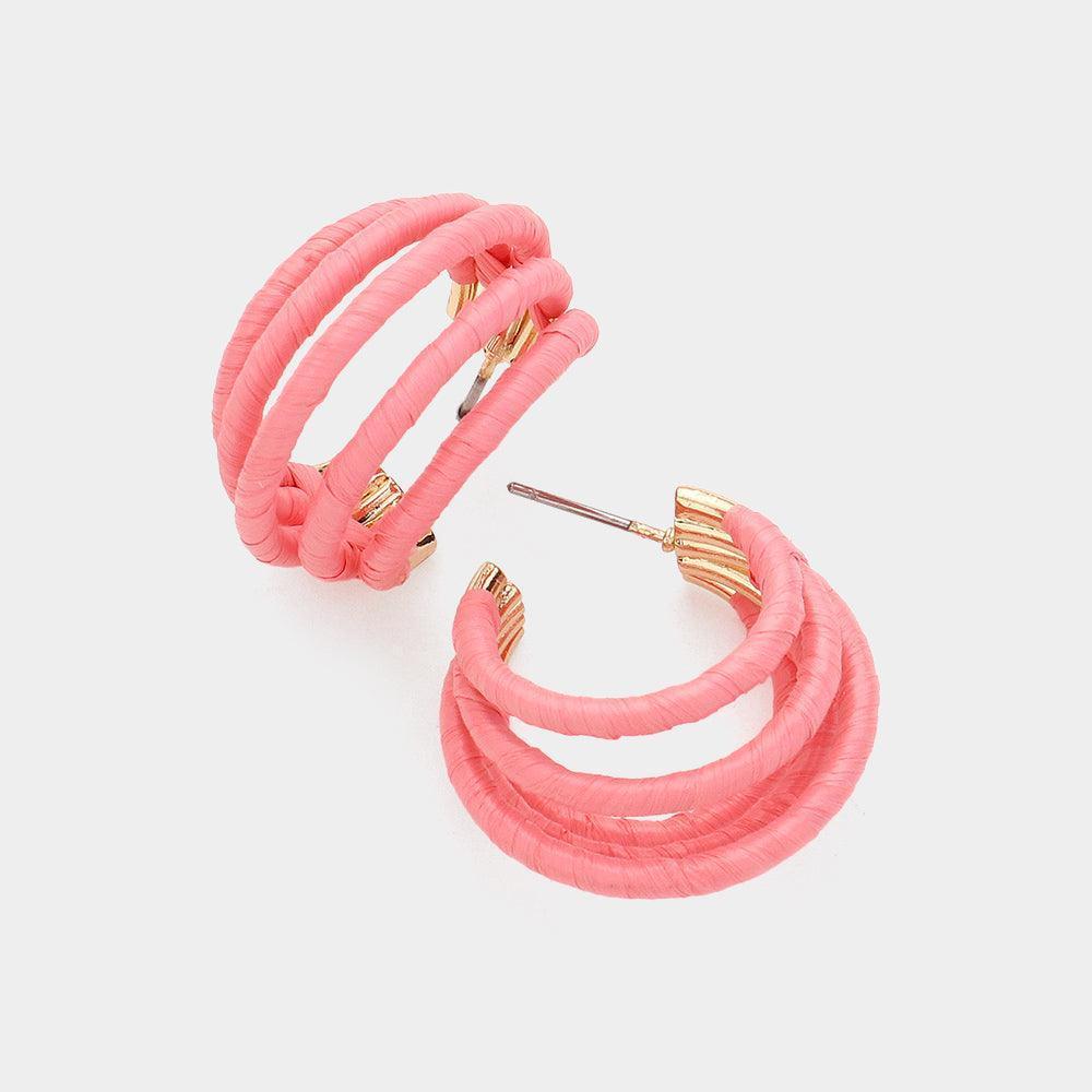 Raffia Wrapped Split Hoop Earrings - Jewelry Store by Erik Rayo