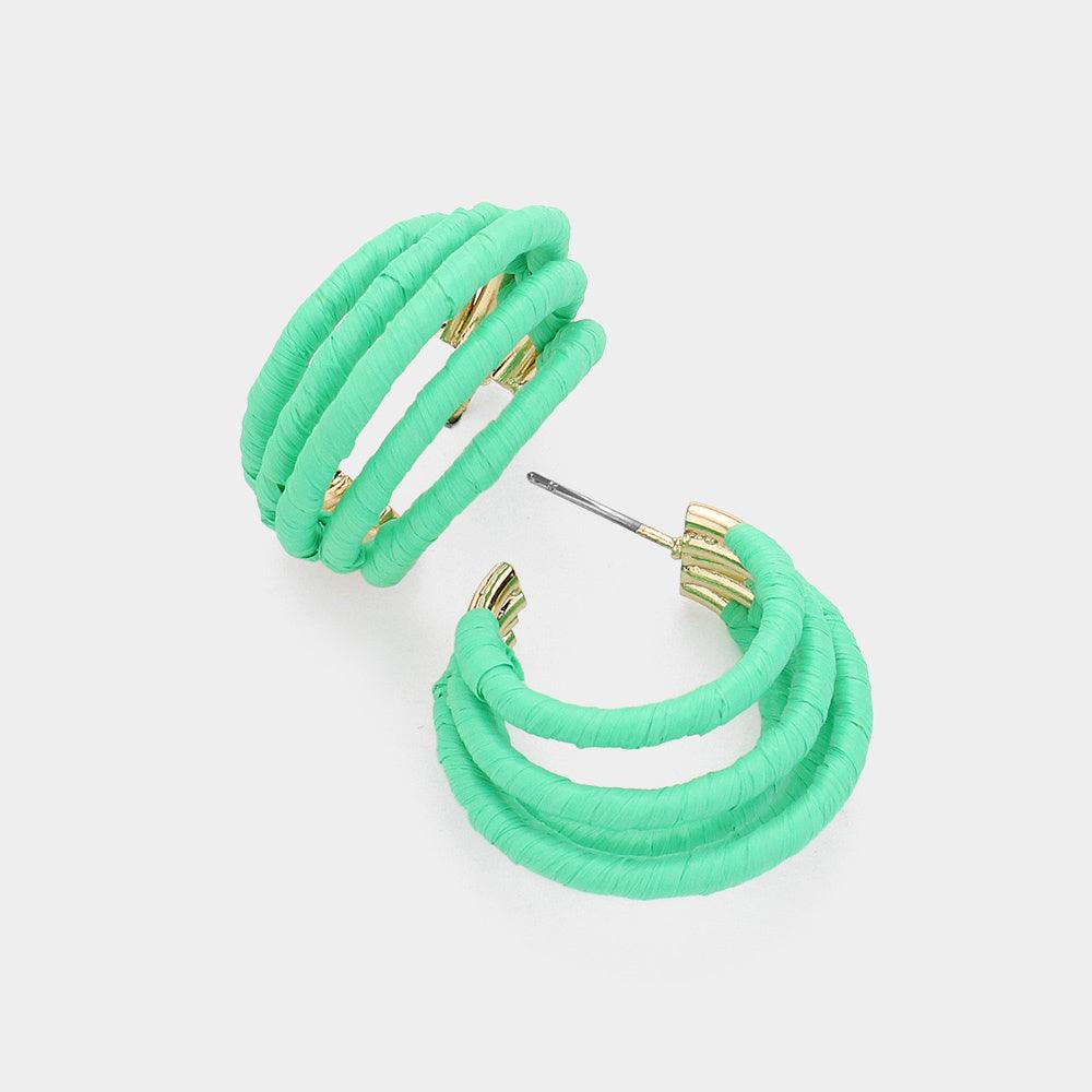 Raffia Wrapped Split Hoop Earrings