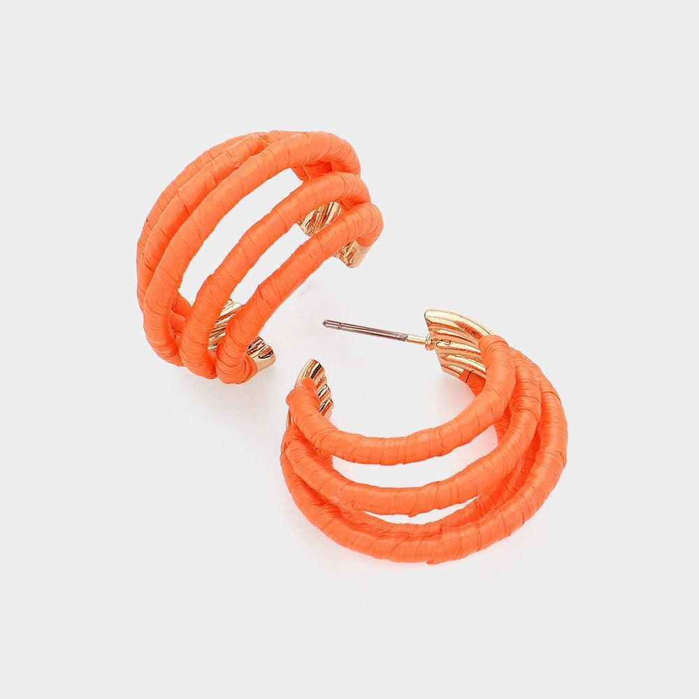 Raffia Wrapped Split Hoop Earrings - Jewelry Store by Erik Rayo