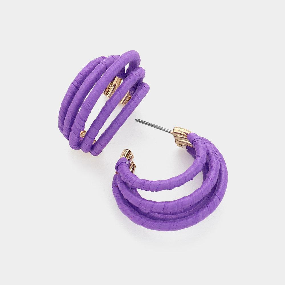 Raffia Wrapped Split Hoop Earrings - Jewelry Store by Erik Rayo
