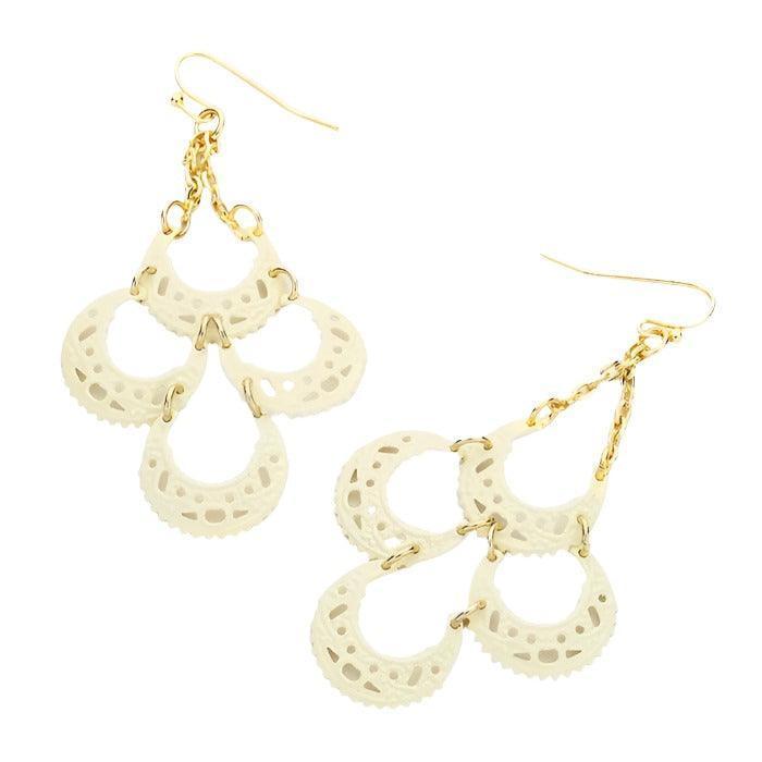 Gold Lacquered metal crescent hoop link earrings - Jewelry Store by Erik Rayo