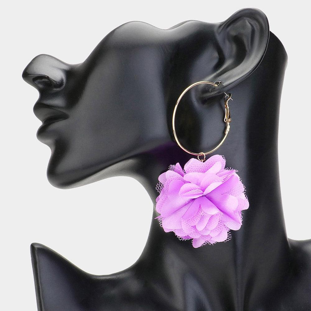 Fabric Rose Dangle Earrings - Jewelry Store by Erik Rayo