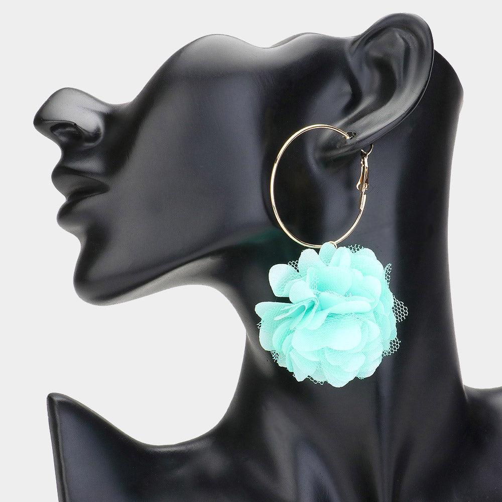 Fabric Rose Dangle Earrings - Jewelry Store by Erik Rayo