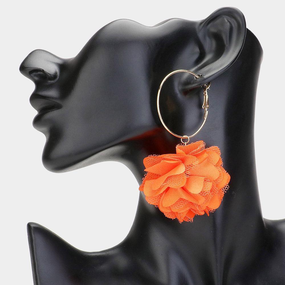 Fabric Rose Dangle Earrings - Jewelry Store by Erik Rayo
