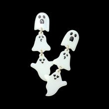 Load image into Gallery viewer, White Glow in The Dark Triple Ghost Link Dangle Earrings
