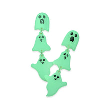 Load image into Gallery viewer, White Glow in The Dark Triple Ghost Link Dangle Earrings
