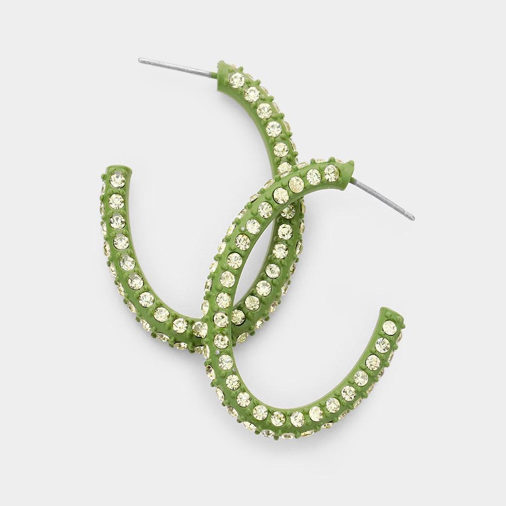 Yellow Resin Colorful Rhinestone Pave Hoop Earrings - Jewelry Store by Erik Rayo