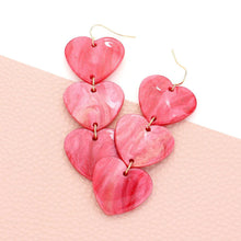 Load image into Gallery viewer, Red Acetate Heart Link Dropdown Earrings

