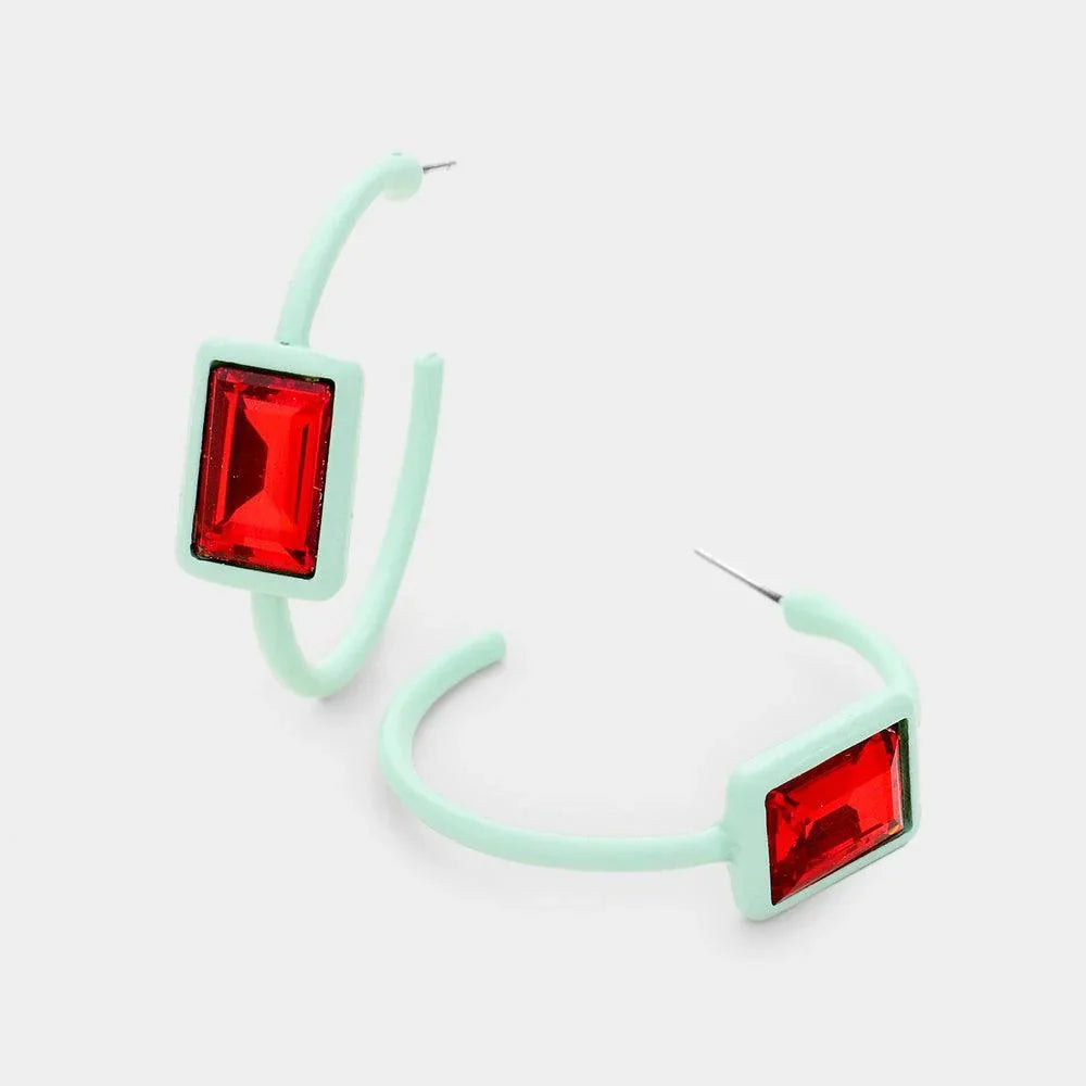 Glass Crystal Resin Trim Hoop Earrings - Jewelry Store by Erik Rayo